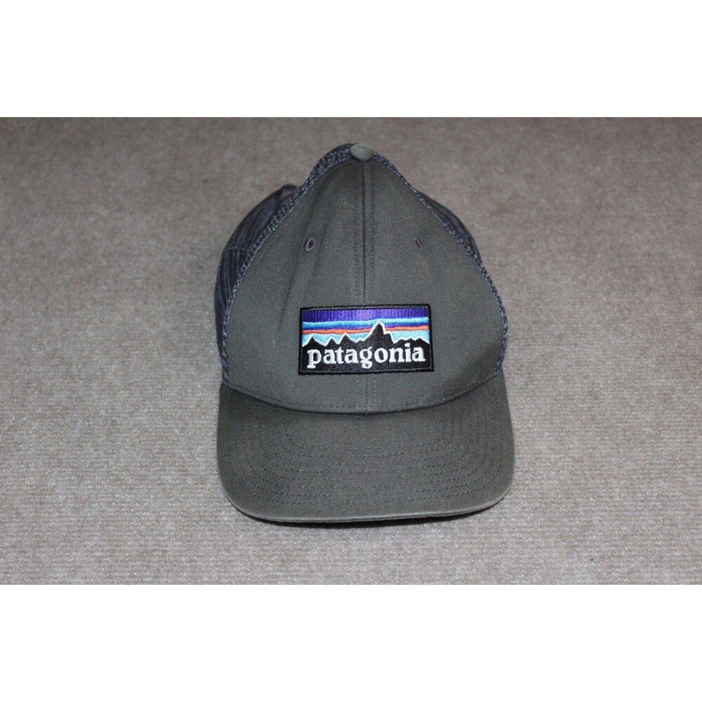 Patagonia P-6 Logo Black Snapback Adjustable hat Grey with Graphic